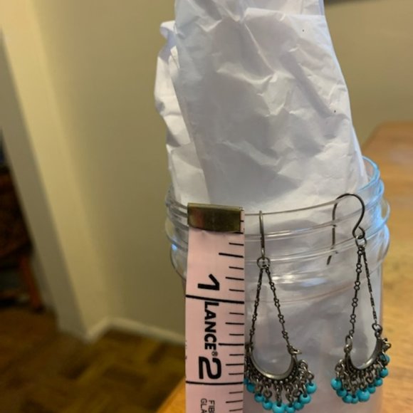 Blue Beaded dangle earrings - Picture 4 of 6